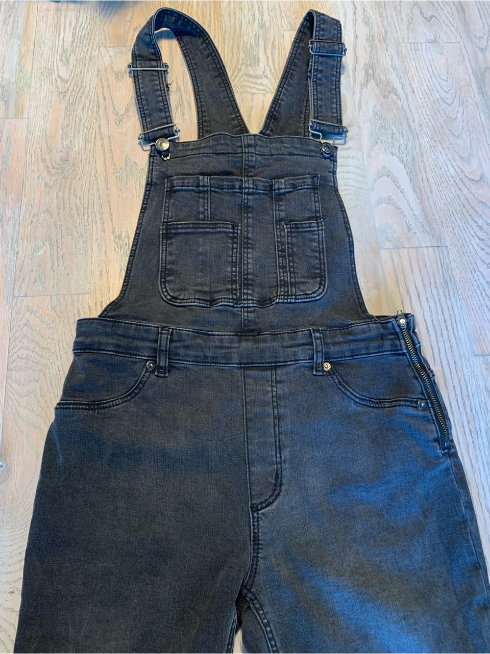 Free People Dark Gray Denim Overalls